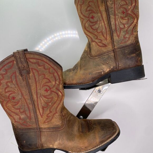 ARIAT 10004853 Brown Leather Quickdraw Distressed Western Women Boot Sz 4 - Picture 2 of 5